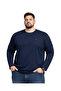 Men's Large Size Navy Blue Cotton Long Sleeve T-Shirt 3Xl-4Xl-5Xl-6Xl-7Xl-8Xl