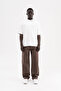 Men's Jacquard Baggy Jean Trousers Brown - 6