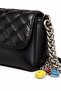 Trendy Letter Detailed Black Quilted Shoulder Bag - Silver Chain Strap - 2