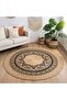 Boho 918 Black Mandala Patterned Natural Jute - 2