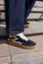 Alcoy Women's Dark Blue Genuine Leather Suede Lace-Up Sneaker