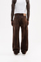 Men's Suede Finish Baggy Jean Trousers Brown - 4