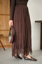 Women's Polka Dot Detail Side Tie Chiffon Skirt Light Brown - 3