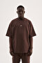 Men's Metal Label Jacquard Oversize T-Shirt Brown