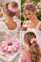 Betty Bands Pink Gingham Oversized Hair Clip Voluminous Bun Scrunchie, Casual Stylish Hair Accessory - 3