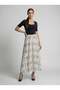 Apsen Women's White Geometric Patterned High Waist Elastic Flowy A-Line Maxi Skirt 2204-90 - 7