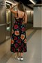 Women's Strappy Wide V-Neck Back Tie Slit Single Jersey Dress - 2