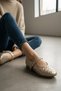 Yuppi Braided Gold (2 cm) Oval Toe Daily Use Ballerinas
