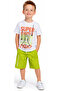 Boy's Super Text Patterned Green Color T-Shirt and Shorts Set