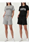 2-Pack Women's Shorts Set - Black and Gray High-Waisted No-Show Oversize Shorts