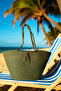 Natural Looking Vegan Beach Bag or Daily Bag with Colorful Self-Tie Straps - 3