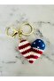 Hand Knitted Heart Keychain – American Flag Patterned Bag Charm & Key Ornament - 4