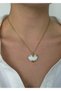 Steel Gold White Enamel Heart Necklace 45 cm (+5 cm Extension) - 3
