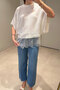 Batwing Sleeve Skirt Lace Detailed Mercerized Blouse - Ecru - 6
