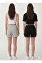 2-Pack Women's Shorts Set - Black and Gray High-Waisted No-Show Oversize Shorts - 2