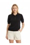 Women's Gold Buttoned Polo Collar Knitwear Blouse