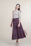 Women's Summer Burgundy Garni Stitched Belted Denim Skirt Stylish Daily Comfortable 6885 - 3