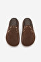 Women's Genuine Leather Studded Troklu Sabo Daily Slippers Sufite Brown Suede - 7