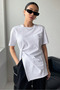 Women's Asymmetrical T-Shirt with Slits Basic Oversize Short Sleeve Modern Stylish T-Shirt - 2
