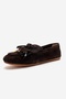 Evelyn Brown Suede Genuine Leather Tasseled Beaded Women's Loafer Shoes - 6