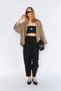 Women's Black Trousers Women's Tencel Trousers66-10061 Front Stitched Cut Tencel Trousers