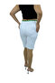 Large Size Elastic High Waist Lace-Up Above Knee Denim Women's Capri - 4