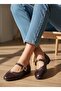 Round Toe Mui̇ Model Belted Matte and Shiny Mixed Women's Ballet Shoes
