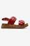 Elvoro Red Genuine Leather Women's Sandals with Knitted Straps - 4
