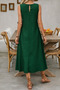 Women's Round Neck Pocketed Flared Long Summer Dress - 3