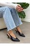 Black Shiny Leather (Larry) Rubber Detail Women's Stiletto - 2
