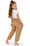 Girl's Relax Text Patterned T-Shirt and Aerobin Pants Brown Color Two-Piece Set - 3