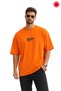 Orange Oversize T-Shirt Unisex 100% Cotton Fantastic Text Printed Casual Streetwear T-Shirt