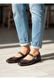 Round Toe Mui̇ Model Belted Matte and Shiny Mixed Women's Ballet Shoes - 2