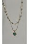 Turquoise Necklace with Crushed Flakes and Enamel Pendant Set Double Necklace