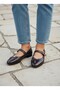Round Toe Mui̇ Model Belted Matte and Shiny Mixed Women's Ballet Shoes - 3