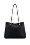 Women's Faux Leather Black Shoulder Bag - 3