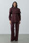 Sparkly Cape Detailed Denim Shirt Jacket Burgundy - 3
