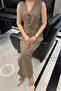Women's Waist-Fitted Zero Sleeve Buttoned Vest-Pants Set Sun317 - 5