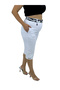 Plus Size Belted High Waist Below Knee Denim Women's Capri - 8