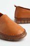 Genuine Leather Orthopedic Women's Casual Shoes Tan Laceless Transparent Sole - 2
