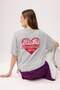 Gray Melange Printed Oversized Crew Neck Short Long Tok 100% Cotton Knitted T-Shirt Twoss26Ts00210