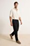 Siyah Bol Kalıp/Baggy Fit Boru Paça Ütü İzli Erkek Dokuma Pantolon TMNSS26PL00021
