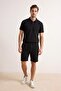 Black Textured Regular Fit Polo Neck Top Tracksuit Set Tmnss26Em00004 - 2