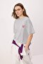 Gray Melange Printed Oversized Crew Neck Short Long Tok 100% Cotton Knitted T-Shirt Twoss26Ts00210 - 2