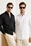 Siyah-Beyaz 2'li Takım Slim Fit Oxford Kolay Ütülenebilir Nefes Alan Erkek Gömlek TMNSS26GO00001