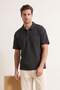 Navy Blue Oversized /Wide Cut Striped Polo Neck T-Shirt Tmnss26Po00008