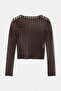 Brown Crew Neck Tulle Crop Body Tdrss26Bd00001 - 4