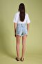 Mavi Yırtıklı Yüksek Bel Mini Denim Şort TWOSS22SR00030 - 4