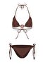 Brown Triangle Covered Regular Waist Bikini Set with Accessories Tbess26Bt00081 - 5