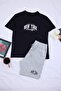 Black-Grey Printed 100% Cotton Regular Fit Knitted Shorts Pajama Set Tmnss24Pt00012 - 4